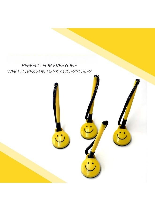 قلمان آمنان للعداد، مزودان بحبل بلاستيكي متين مثبت على قاعدة لاصقة خلفية، مع حامل أقلام بتصميم وجه مبتسم، مناسب للمنزل، مكان العمل، المدرسة، والمكتب. - Image 2